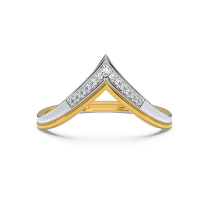 Bold V-Accent Diamond Ring Front view in 9KT