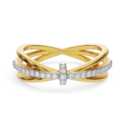 Clyde Knot Diamond Ring Front View in 9KT