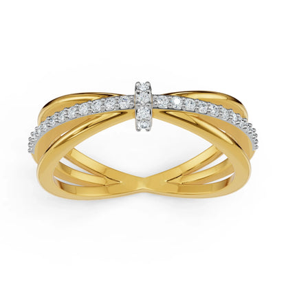 Clyde Knot Diamond Ring Top View in 9KT