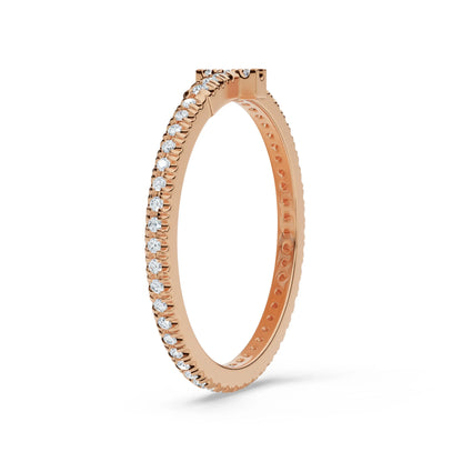 Sleek Narrow Diamond Band Right View in 9KT