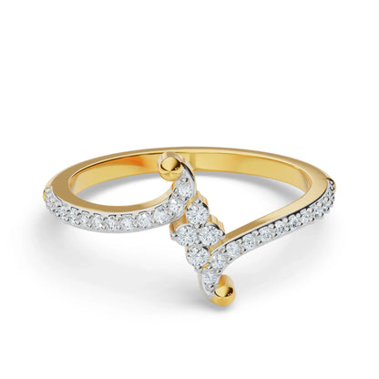 Whimsical Floral Cluster Diamond Ring Front View