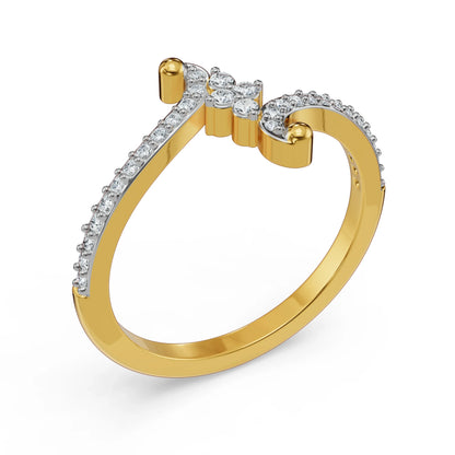 Whimsical Floral Cluster Diamond Ring Top View