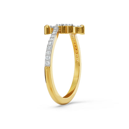 Whimsical Floral Cluster Diamond Ring Side View