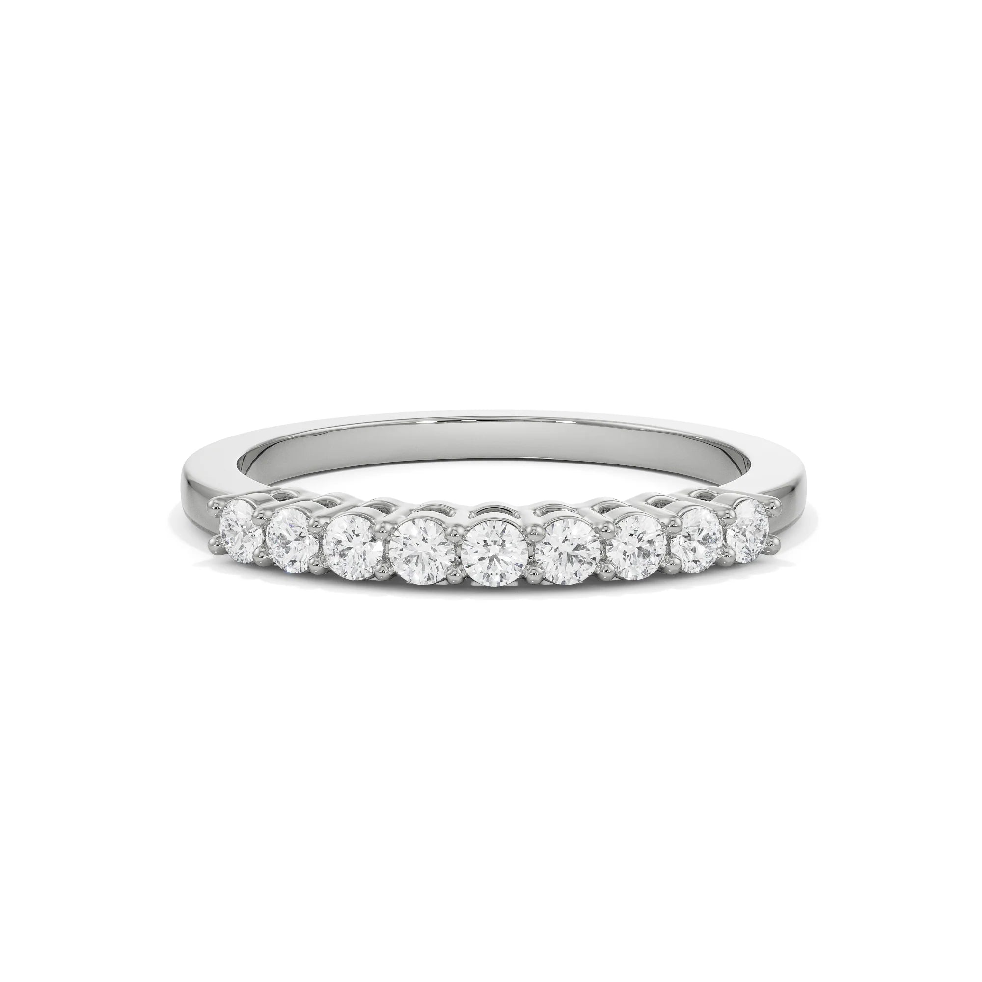 Round Brilliant Diamond Band Front View in 9KT