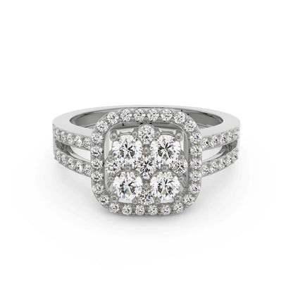 Regal Diamond Halo Ring Front View in 9KT