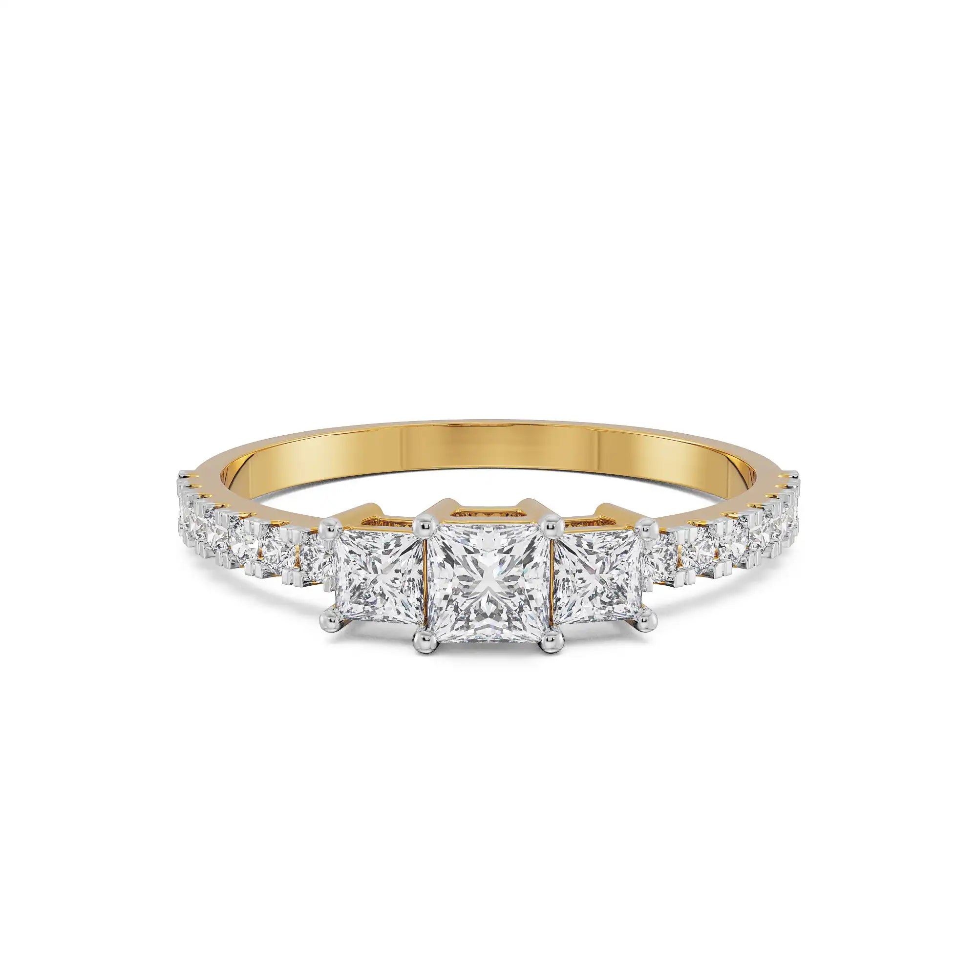 Dazzling Trinity Diamond Ring Front View in 9KT