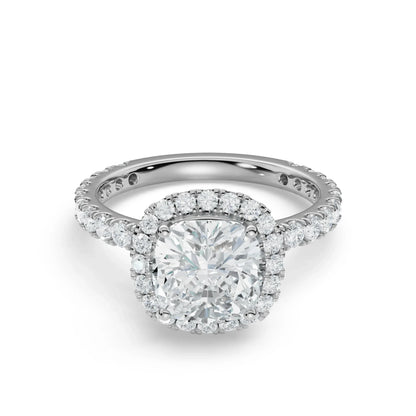 Timeless Cushion Square Engagement Ring Front View in 9KT