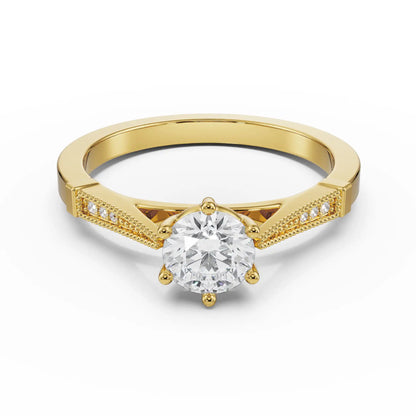 Dainty Round Brilliant Engagement Ring Front View in 9KT