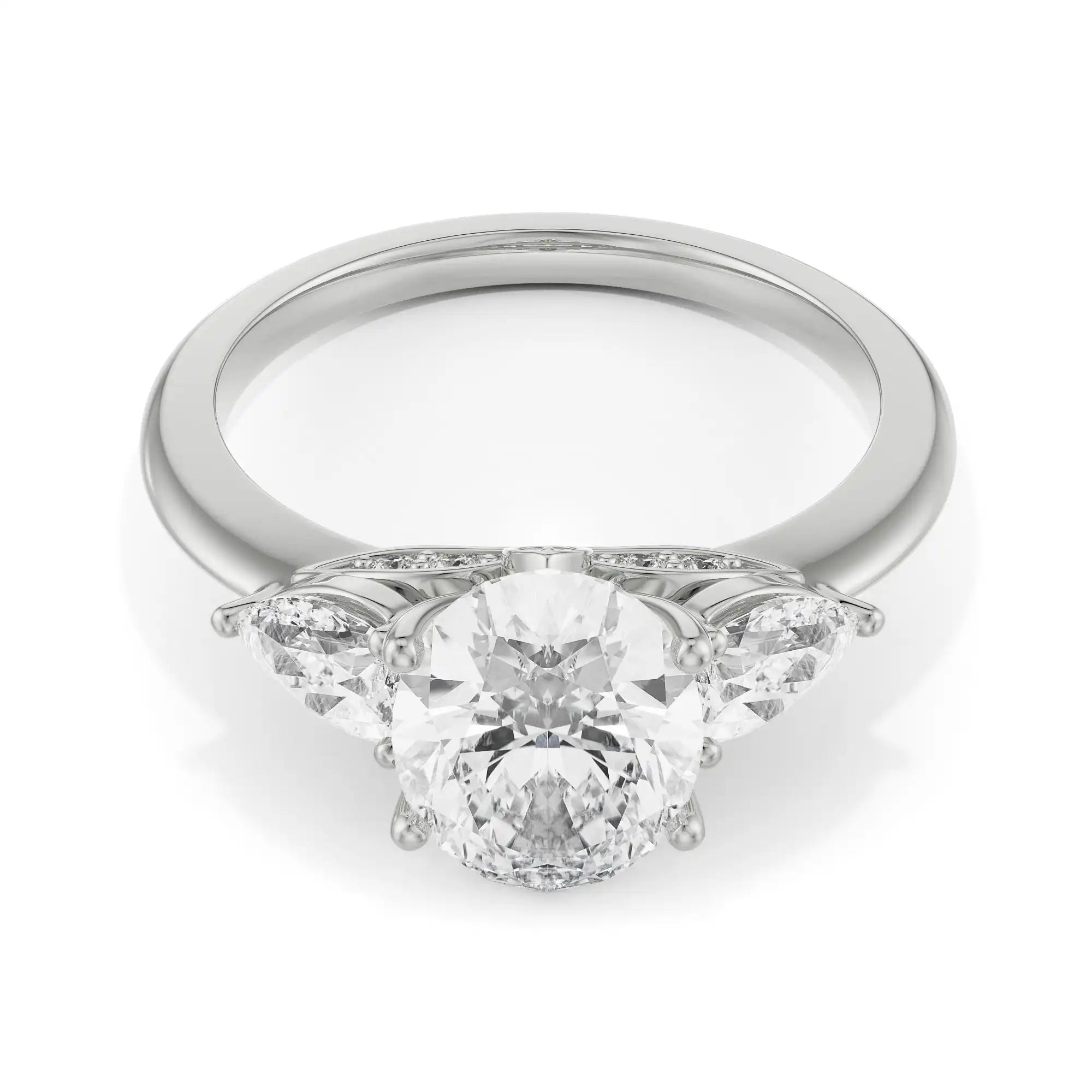 Ethereal Oval Cut Diamond Ring Front View in 9KT