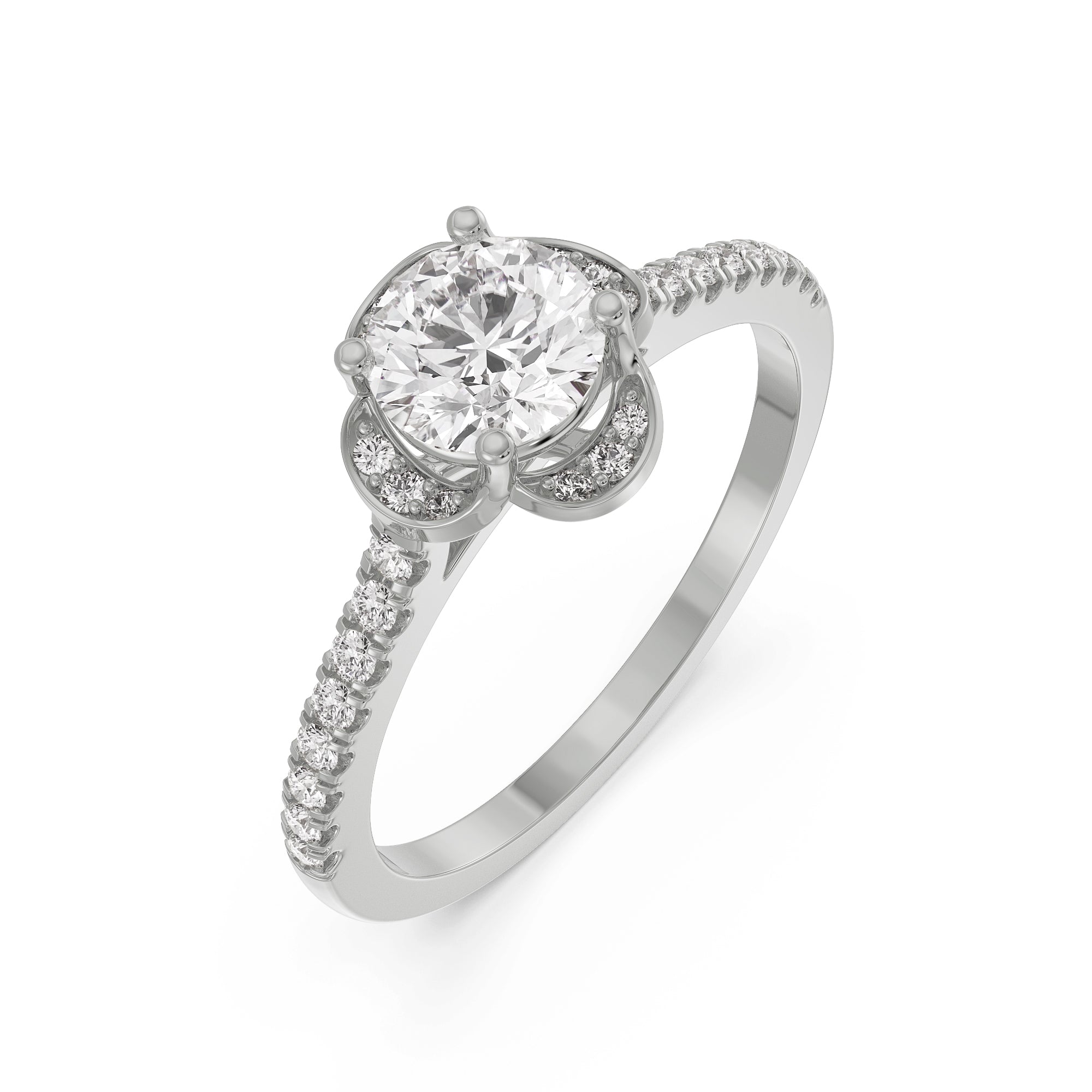 Victorian Halo Diamond Ring Top View