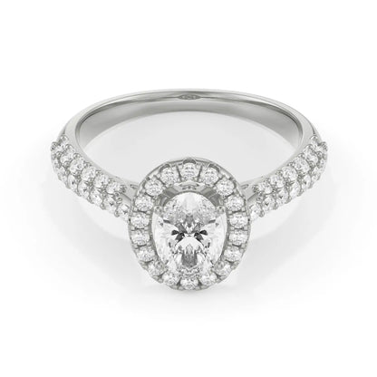 Jessy Oval Halo Ring Front View in 9KT