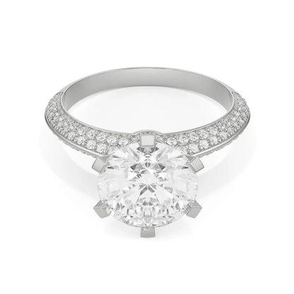 Whimsical Round Pave Engagement Ring Front View