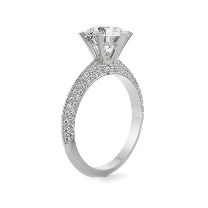 Whimsical Round Pave Engagement Ring Side View