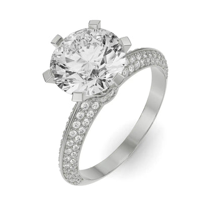 Whimsical Round Pave Engagement Ring Top View