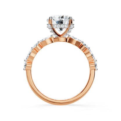 Halo Round Brilliant Diamond Ring Back View in 9KT