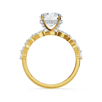 Halo Round Brilliant Diamond Ring Back View in 9KT