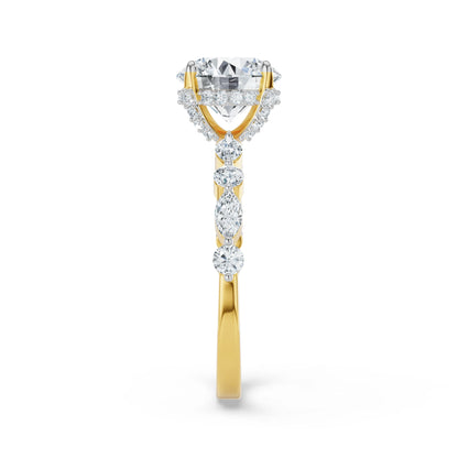 Halo Round Brilliant Diamond Ring Side View