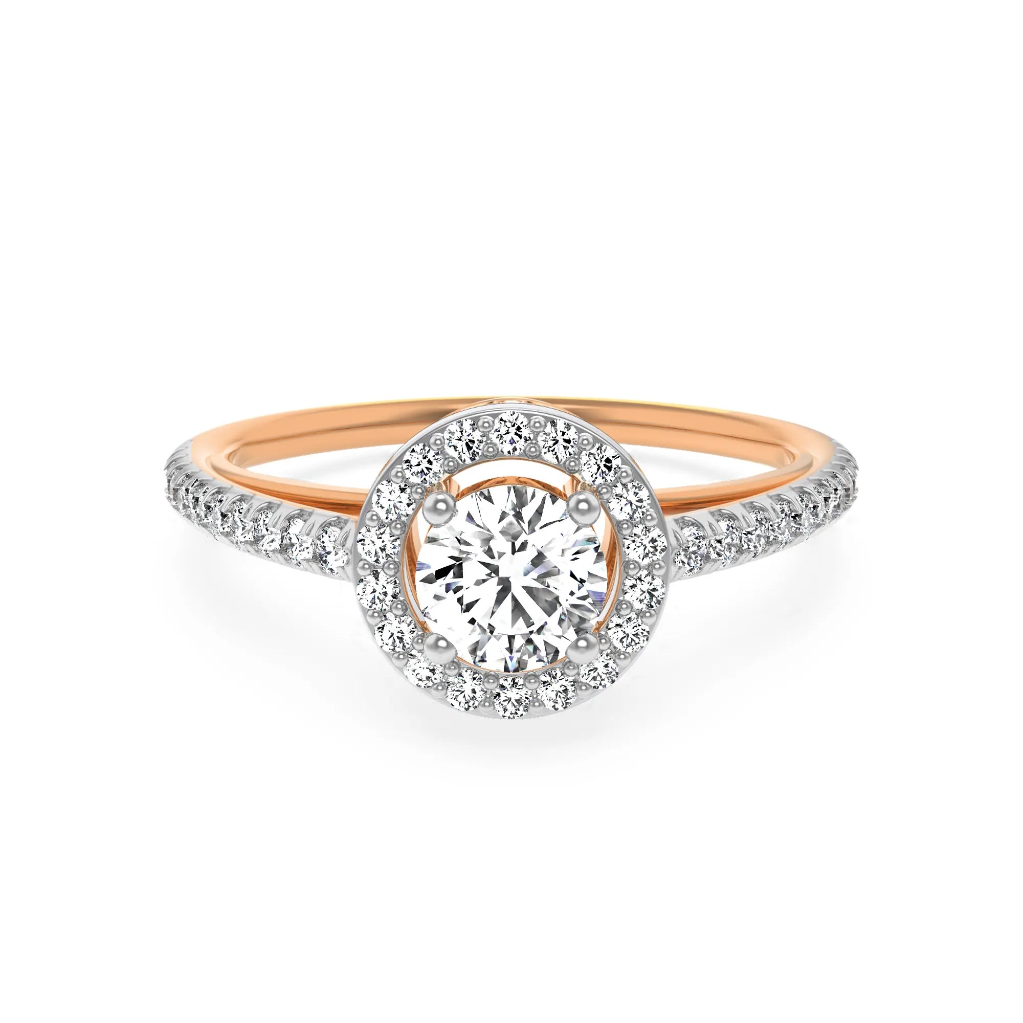 Halo Round Diamond Ring Front View