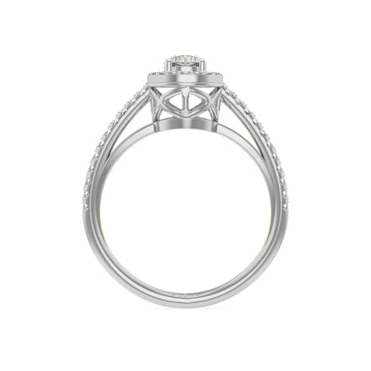 Halo Round Diamond Ring Back View