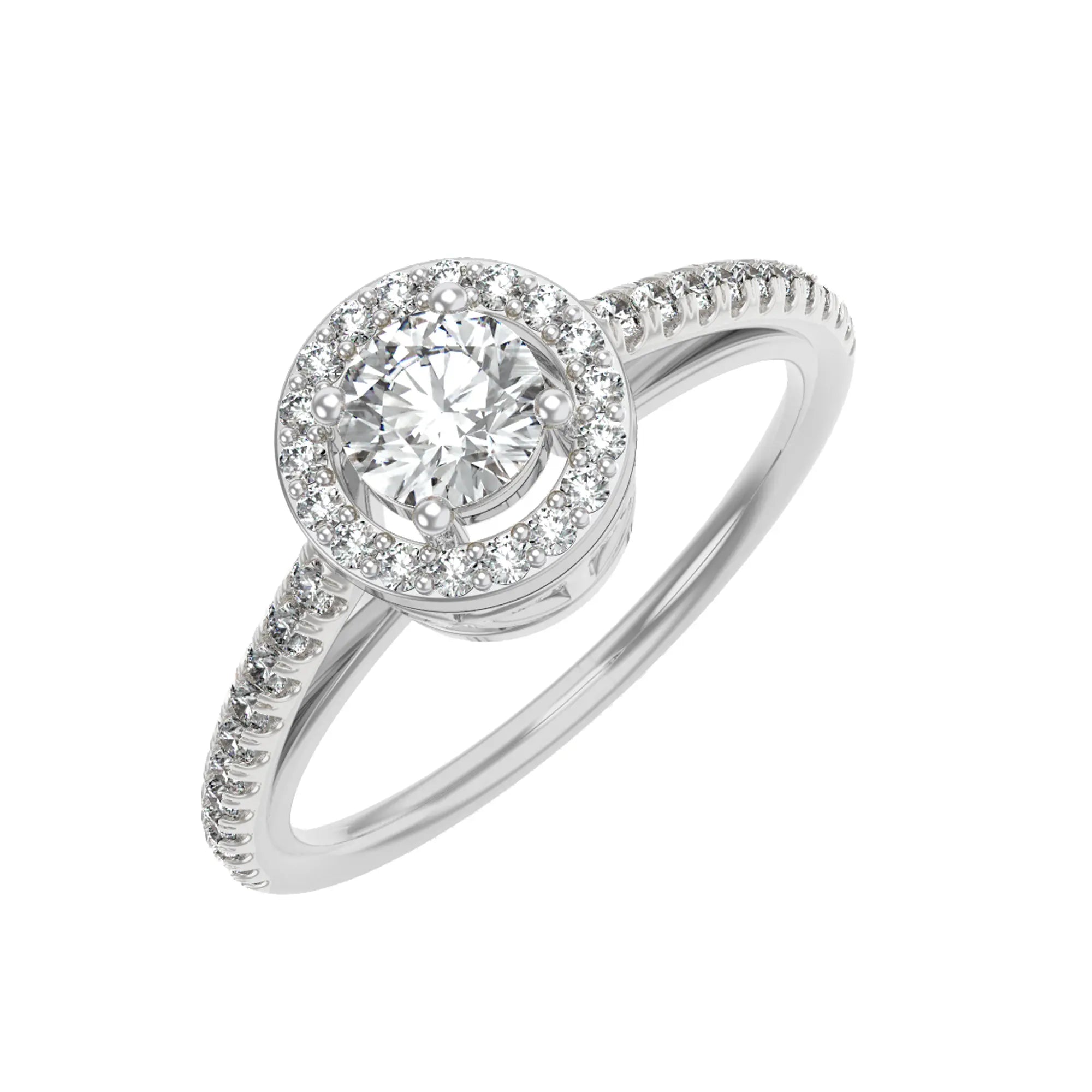 Halo Round Diamond Ring Top View