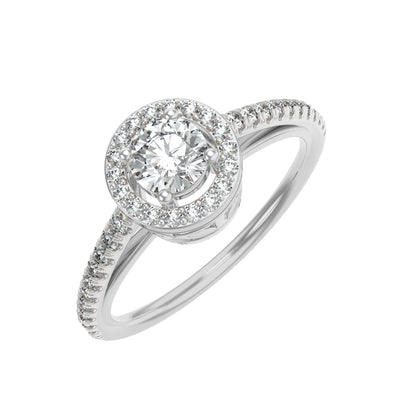 Halo Round Diamond Ring Top View in 9KT