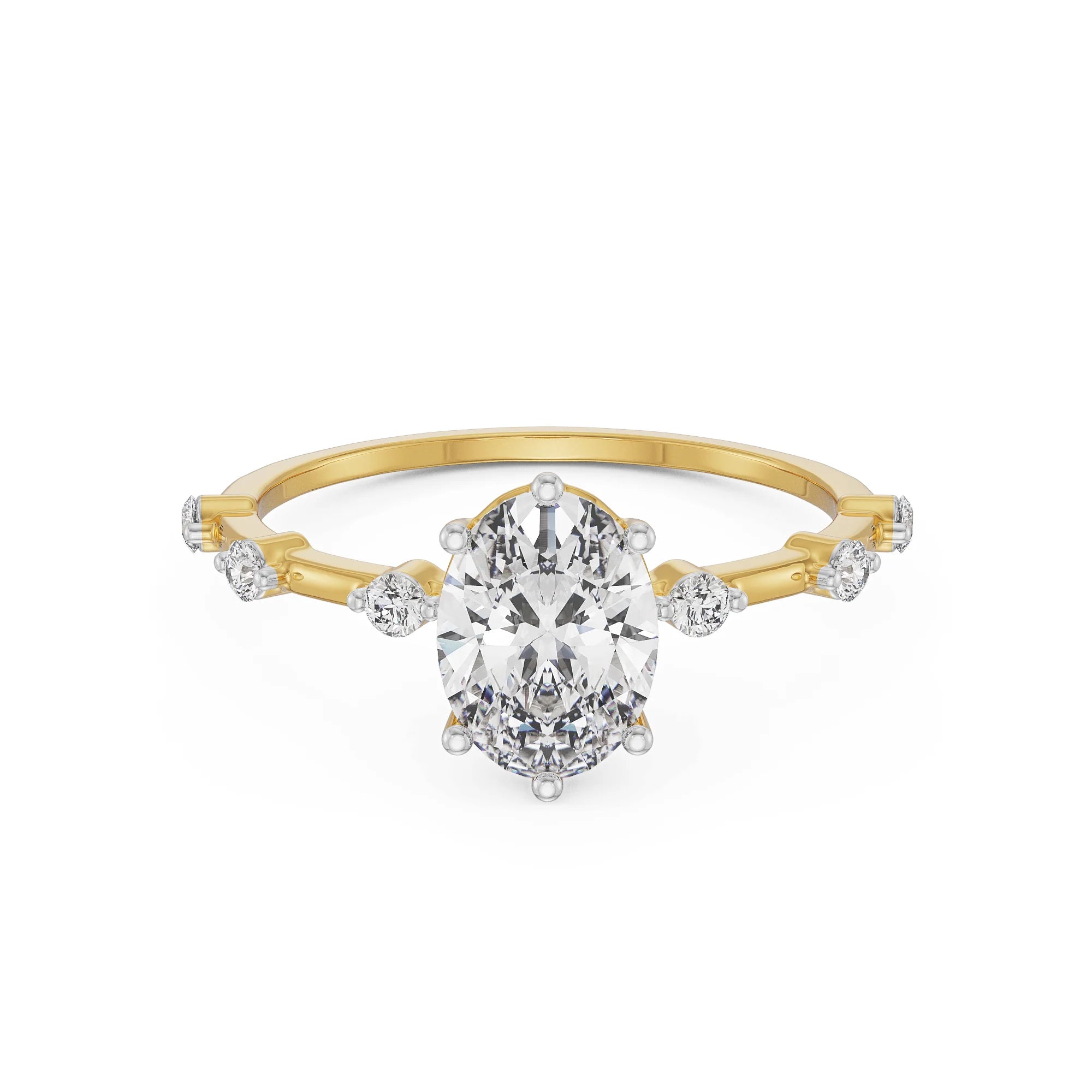 Oval Diamond Engagement Ring Front view in 9KT