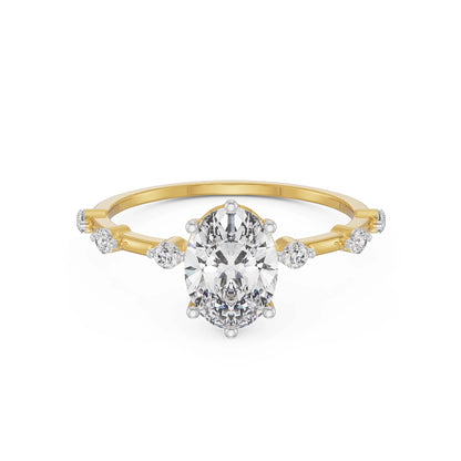 Oval Diamond Engagement Ring Front view in 9KT