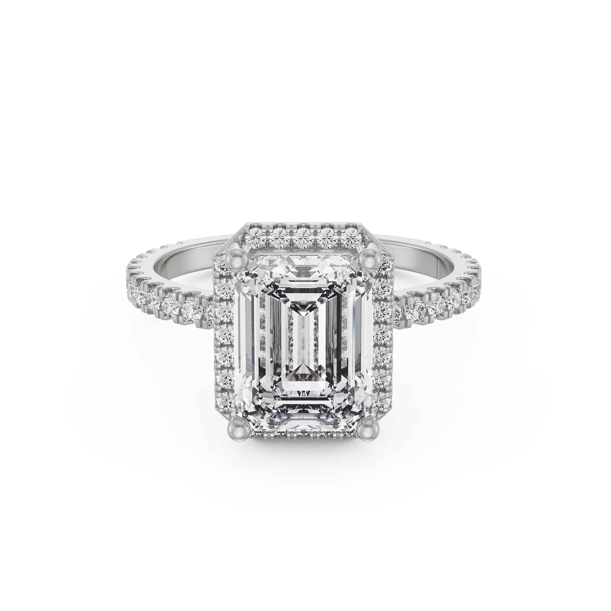 Emerald Symphony Diamond Ring Front View in 9KT