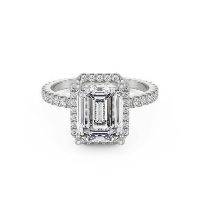 Emerald Symphony Diamond Ring Front View in 9KT