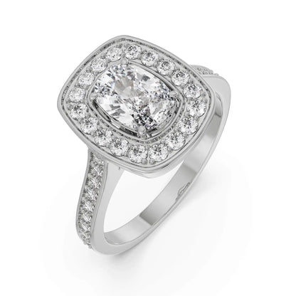 Cushion Halo Solitaire Diamond Ring Top View