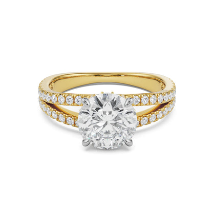 Split Band Round Engagement Ring Front View in 9KT