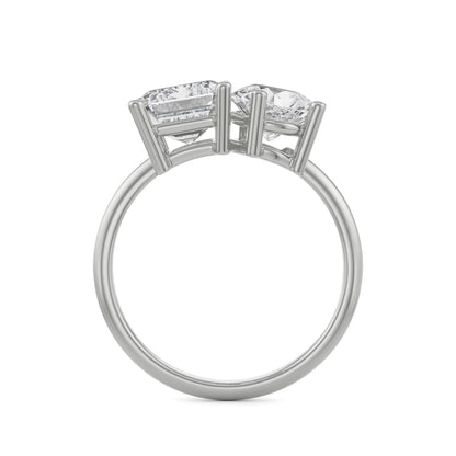 Emerald and Pear Diamond Ring Back View in 9KT