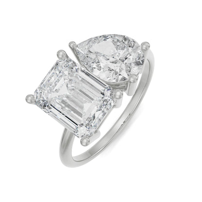 Emerald And Pear Lab Grown Diamond Ring_in-stock