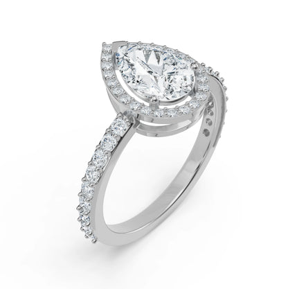 Solitaire Pear Halo Engagement Ring Top View