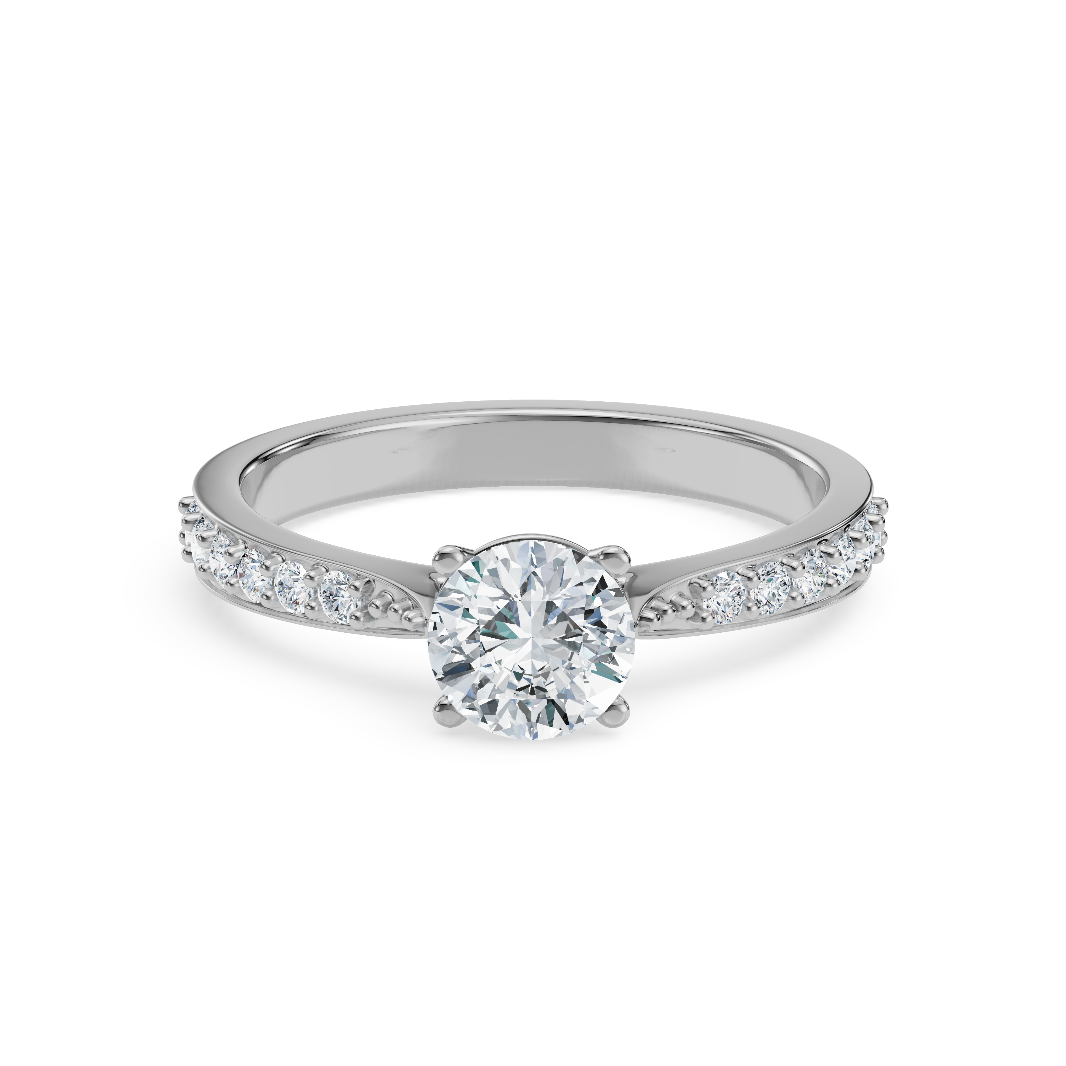 Round Sidestones Lab Diamond Engagement Ring_in-stock