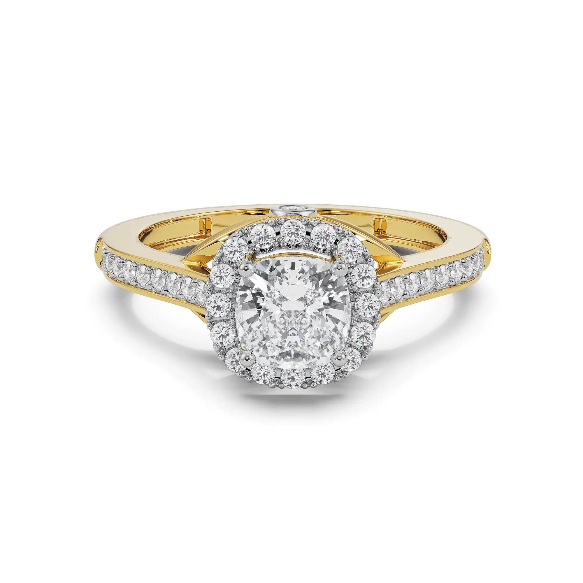 Royal Halo Solitaire Engagement Front View in 9KT