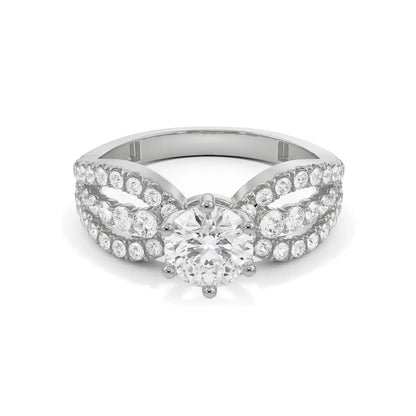 Queen Solitaire Diamond Ring Front View in 9KT