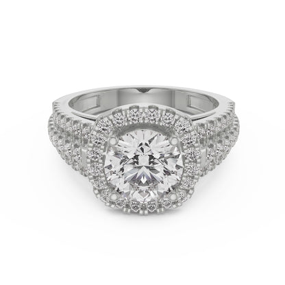 Halo Cushion Diamond Ring Front View