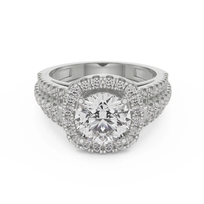 Halo Cushion Diamond Ring Front View in 9KT