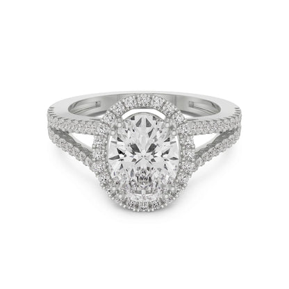 Oval Brilliant Diamond Ring Front View in 9KT