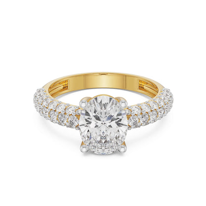 Oval Diamond Pave Ring Front View in 9KT