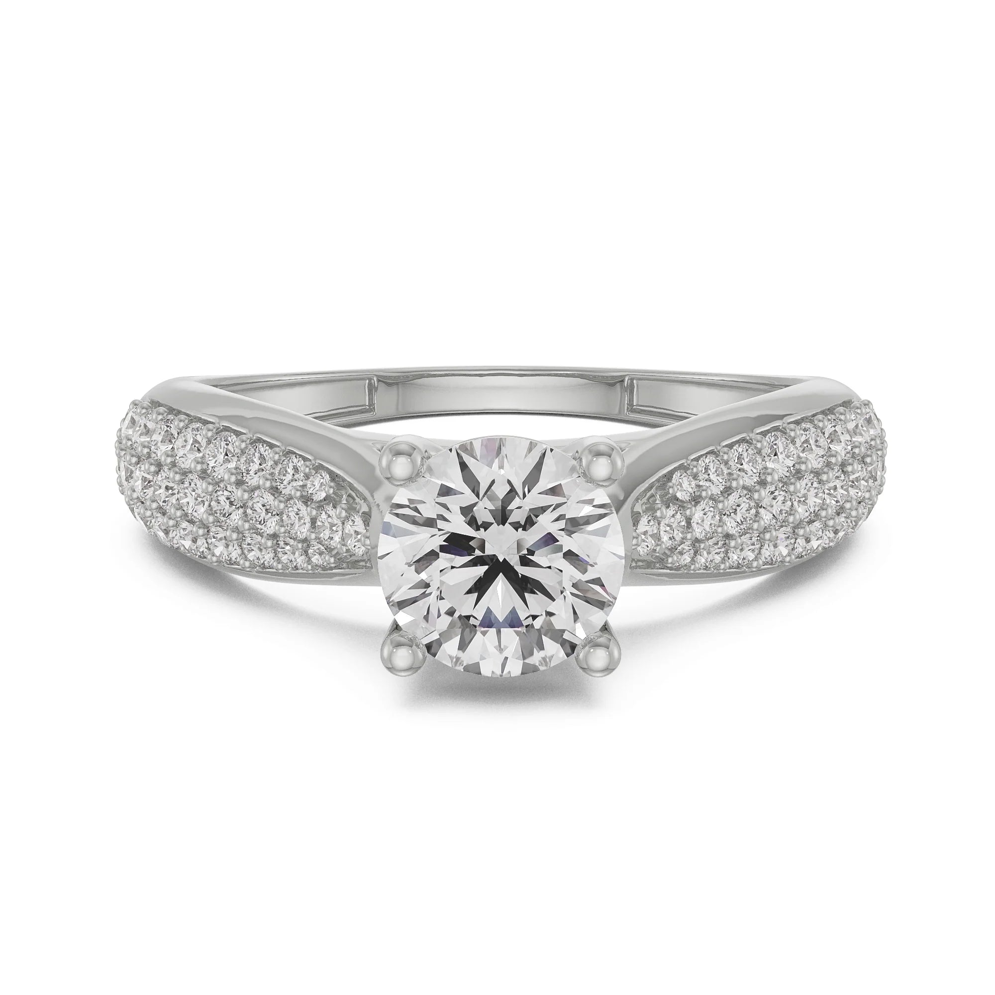 Queen Diamond Ring Front View in 9KT