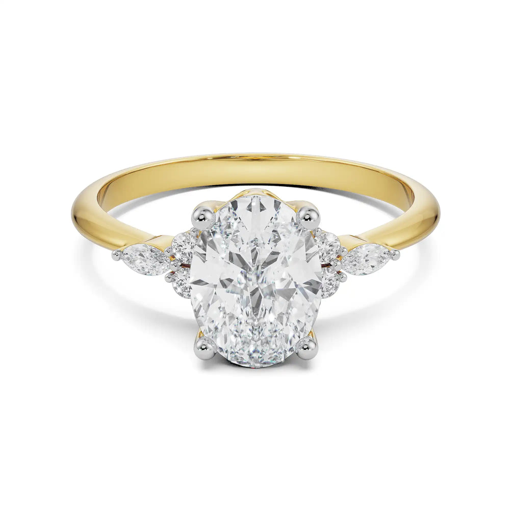 Oval Cluster Lab Diamond Engagement Ring