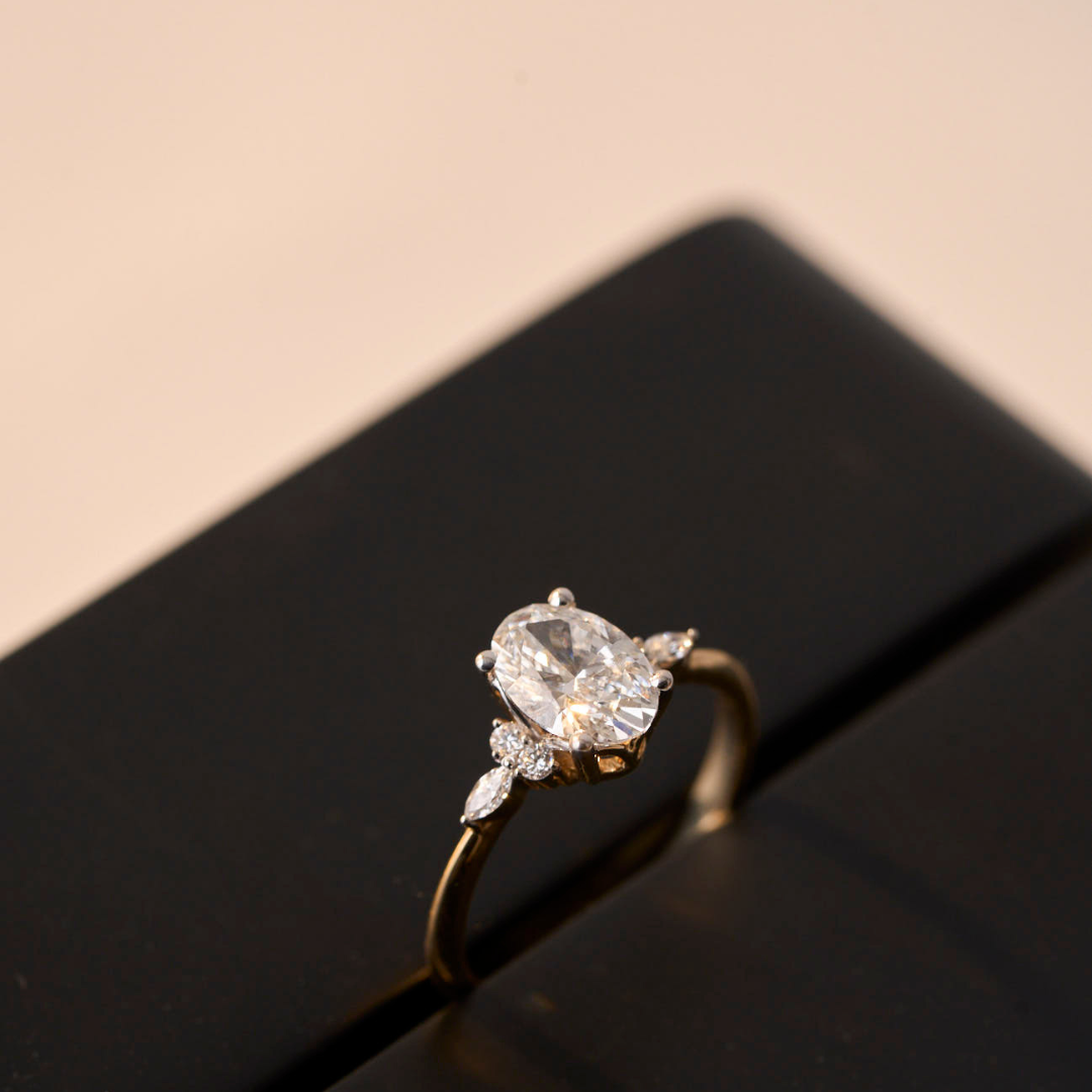 Oval Cluster Lab Diamond Engagement Ring