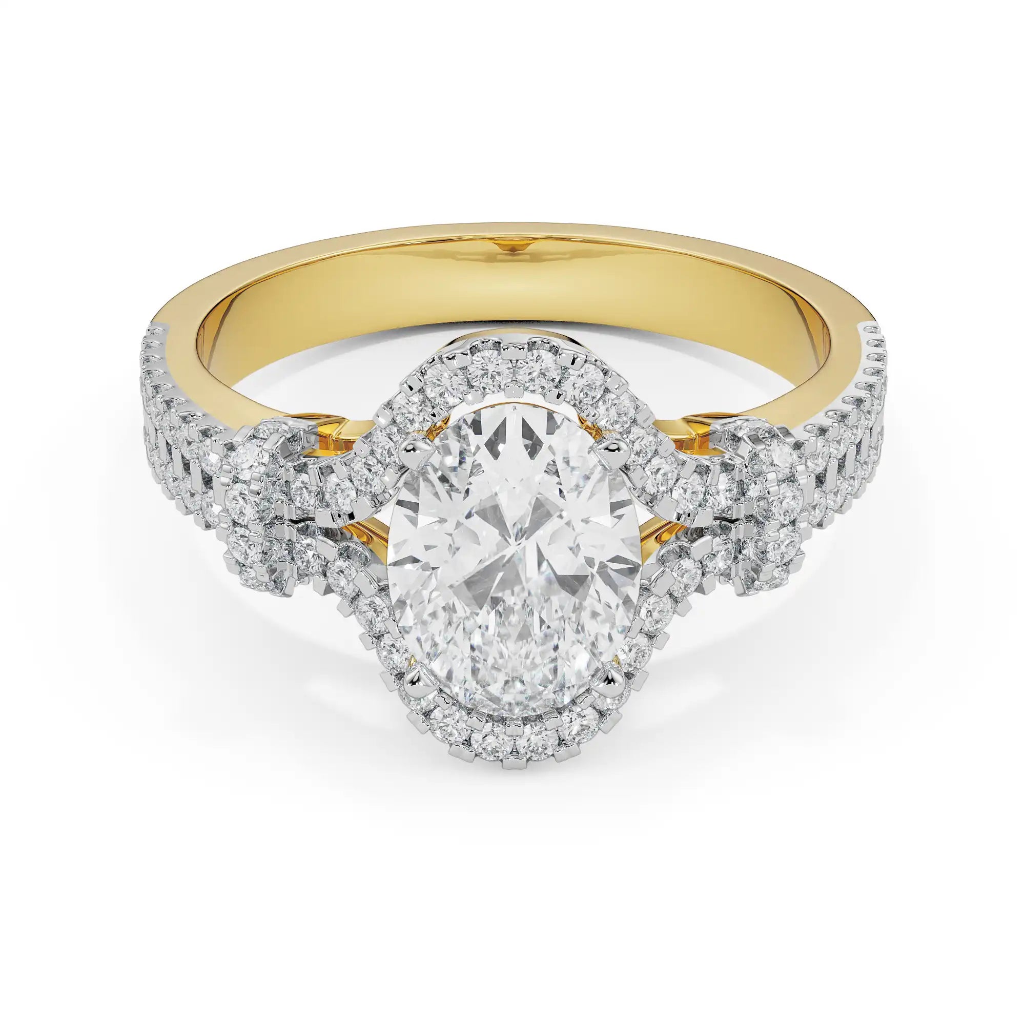 Glimmery Oval Engagement Ring Front View in 9KT