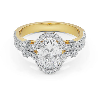 Glimmery Oval Engagement Ring Front View in 9KT