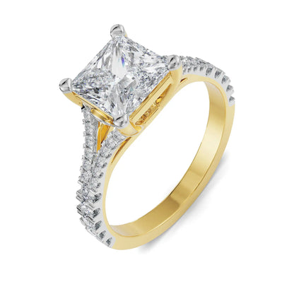 Mauve Princess Cut Engagement Ring Top View