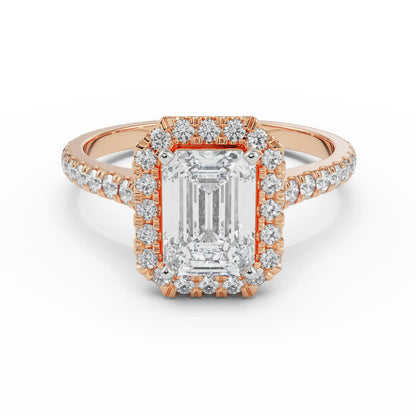 Pave Diamond Halo Engagement Ring Front View in 9KT