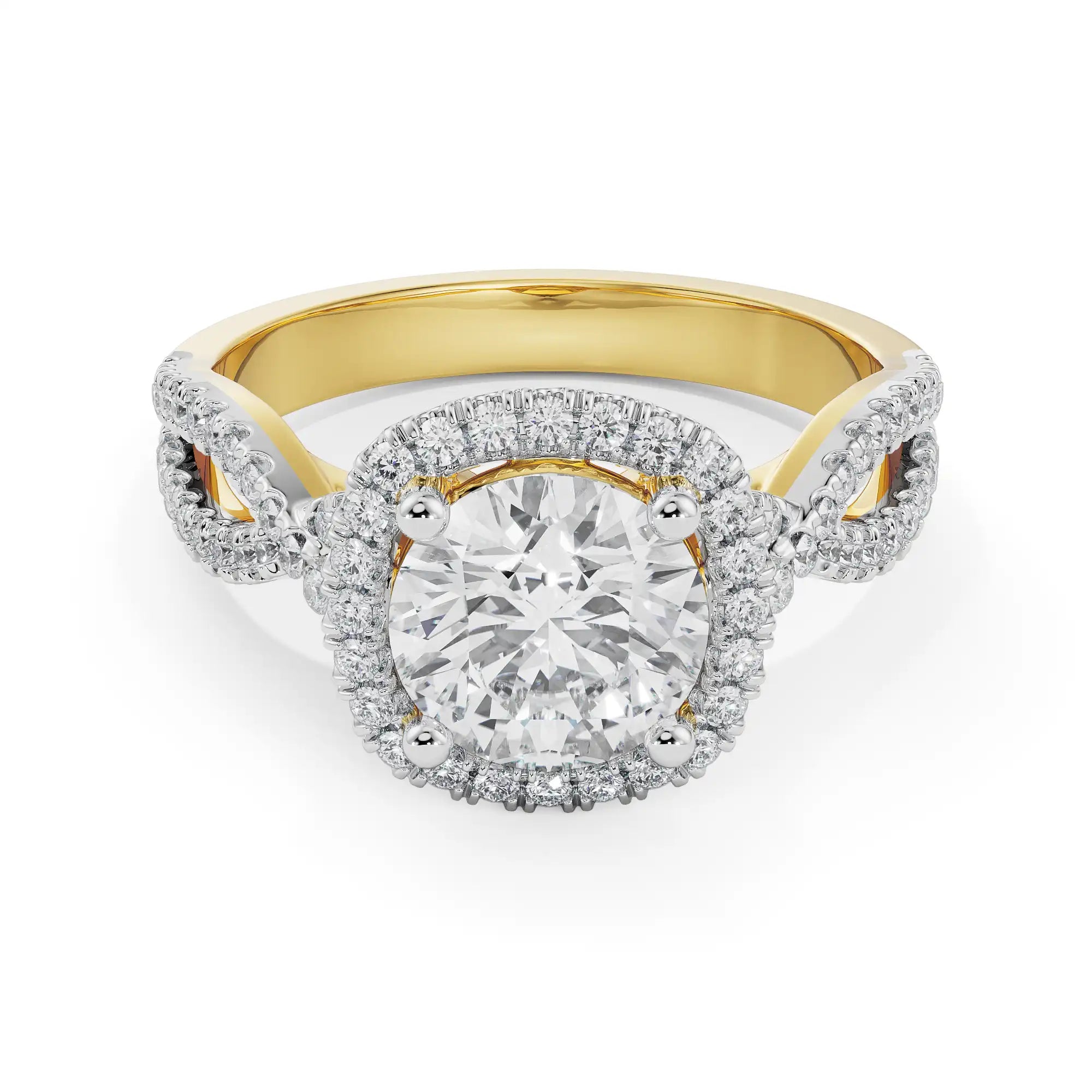 Round Infinity Diamond Ring Front View in 9KT