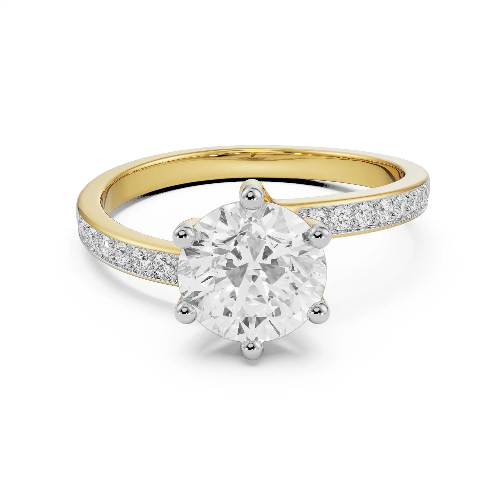 Twisted Solitaire Ring Front View in 9KT